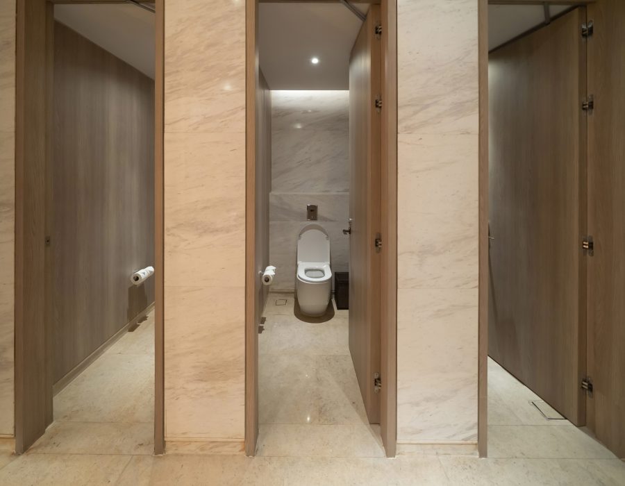 Public toilet, restroom in restaurant or shopping mall, interior decoration design